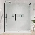 Ove Decors Endless Pasadena Corner Pivot Frameless Shower Door 60" in Black with Erika Base PA0561490