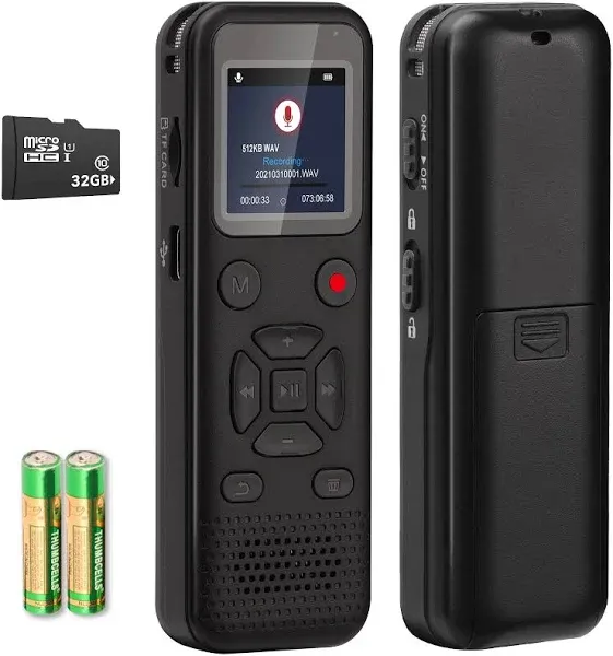 72GB Digital Voice Activated Recorder: Portable Tape Recorder with Playback Audio Recording Device for Lectures Meetings, Small Dictaphone Sound Recor