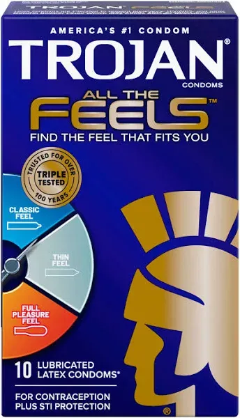 Trojan All The Feels Latex Condoms, 10CT