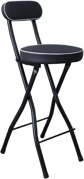 UWEAR Folding Bar Stool with Back,Tall Folding Stool Chair Leather Padded Portable Stool Counter Height Foldable Stool Chair,Collapsible Stool for Adults Kitchen Island Guitar (White)