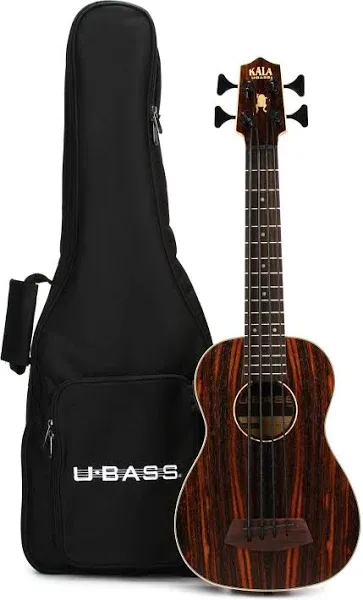 Kala Ebony Top Acoustic-Elect<wbr/>ric U-Bass Ukulele Uke Bass Fretted w/ Gig Bag