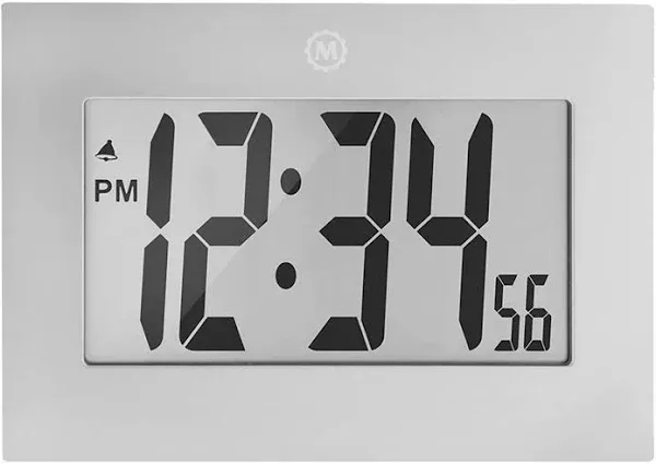 Large Graphite Gray Digital Wall Clock - Easy to Read