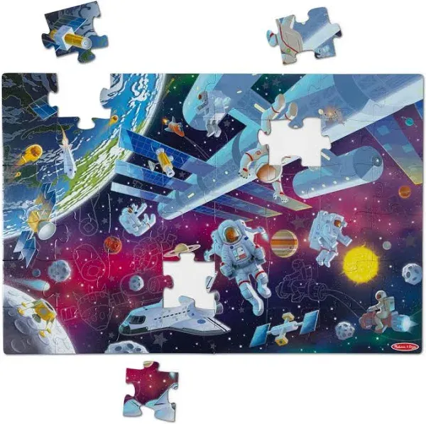 Outer Space Glow-in-the-Da<wbr/>rk 48 Piece Floor Puzzle by Melissa &amp; Doug, New