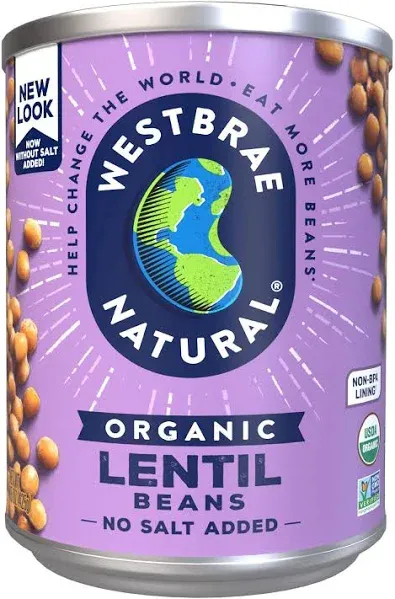 Westbrae Natural Lentil Beans, Organic - 15 oz