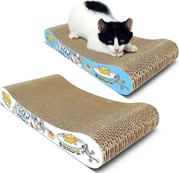 Cat Scratching Pad, 2 Pack Corrugated Cat Scratcher Cardboard, Bone Type 2pack