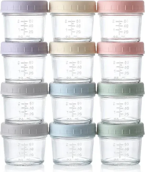 Vitever 12Pack Glass Baby Food Storage Containers 4 oz Baby Food Storage Jars With Lids