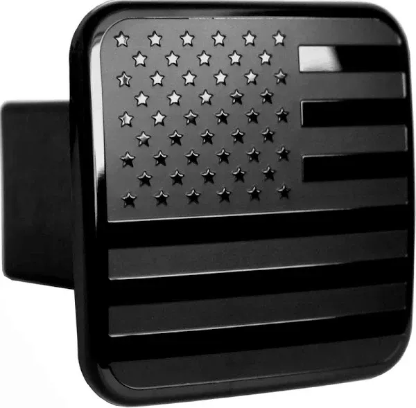 Bparts American Black Metal Flag Trailer Hitch Cover