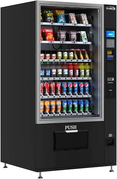 KoolMore KM-VMR-40-BR Snack Vending Machine, Bill Acceptor and Credit Card Reader in Black, 60 Slots/Refrigerated