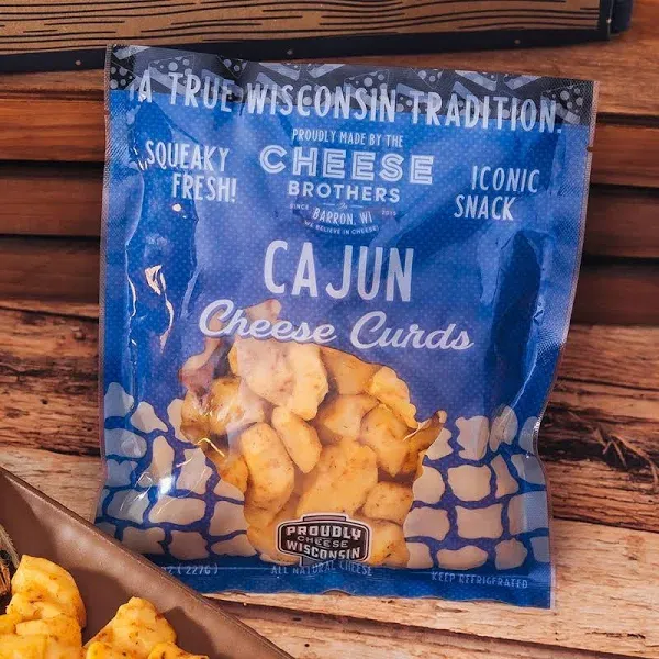 Cheese Bros Squeaky Fresh Wisconsin Cajun CHEESE CURDS | 4 Pack | 8 OZ bags | Gourmet Gift for Families