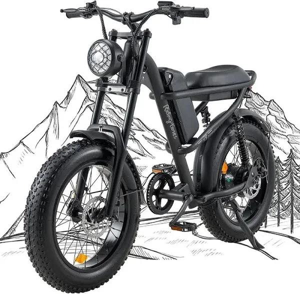 1500W Moped Style Ebike Full Suspension, 20 Inch Fat Tire Electric bike, Max 28MPH & 37-150 Miles Electric Motorcycle, 750WH/1500WH Battery, All-Terrain E Bike for Mountains, Snow, Sand, Road