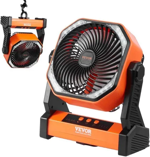 VEVOR 8 in. Rechargeable Battery Powered Portable Fan with LED Lantern