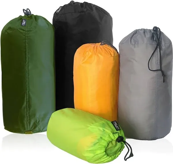 Stuff Sack Set 5-Pack (3L&amp;5L&amp;9L&amp;15L&amp;<wbr/>20L), Ultralight Ditty Bags with Dust Flap f