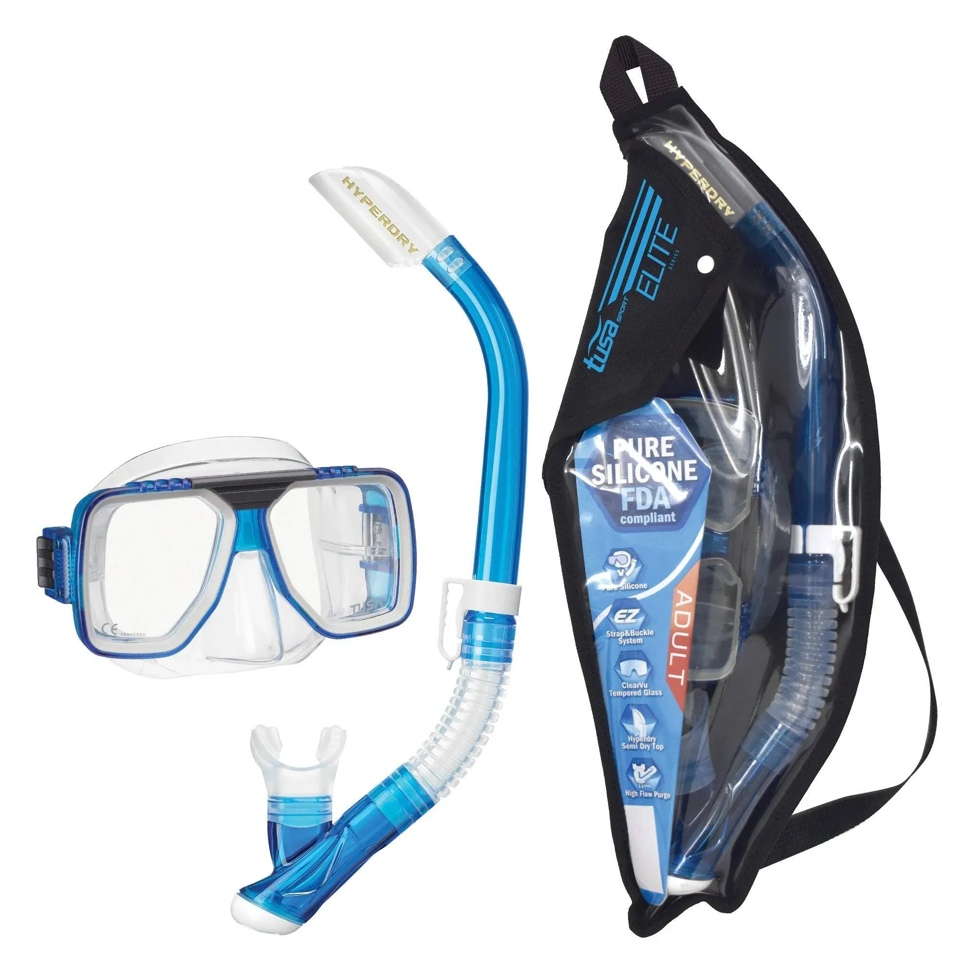 Used Tusa Sport Adult Liberator Mask and Snorkel Combo - Clear Blue