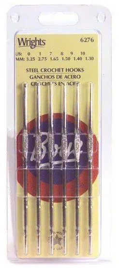 Boye 3396276STSM Steel Crochet Hook Set, US Sizes 0, 1, 7, 8, 9, 10, Silver