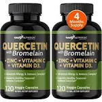 Quercetin with Vitamin C and Zinc - Quercetin 500mg - Quercetin with Bromelain - Zinc Quercetin - Stinging Nettle -240 Veggie Caps. Quercetin Supplements + Vitamin D3 (Non-GMO, Gluten-Free, Vegan)