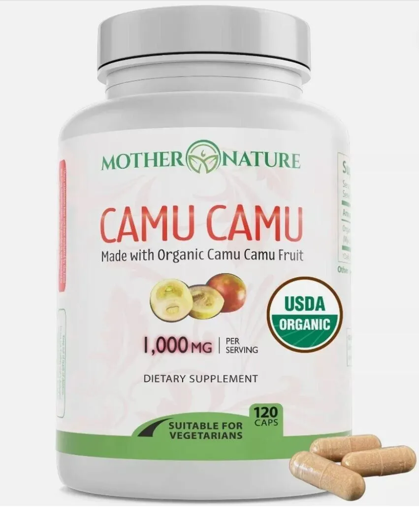 Camu Camu Berry Capsules. 100% Organic, High Vit C. For Immune System, 120 ct