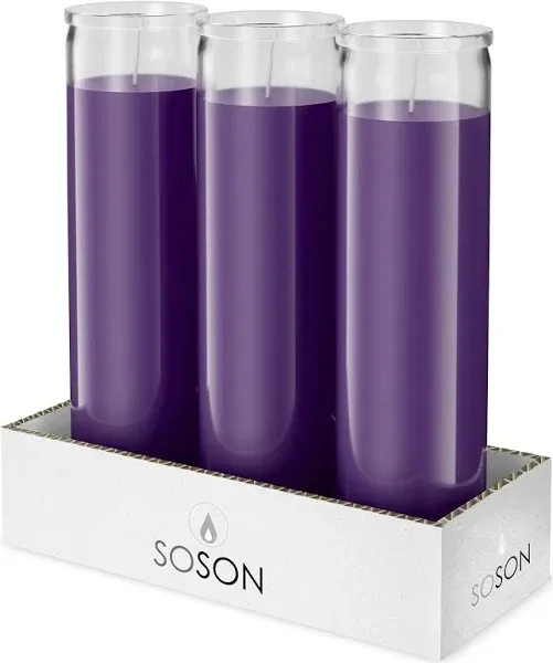 Simply Soson 2x8 inch Purple Devotional Candles in Glass Jar 3 Pack