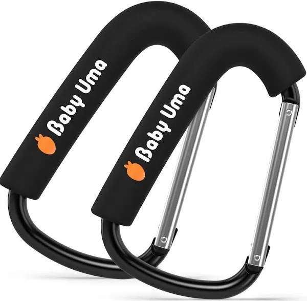 Baby Uma XL Carabiner Clips Heavy Duty (2 Pack) - Universal Stroller Hooks, Carry 11 lbs per Large Carabiner Clip, Stroller Clips and Hooks, Carabiner Large, Stroller Accessories for Mom