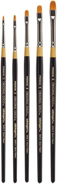 KINGART Premium Original Gold 9510-6 Short Filbert Series Artist Brush, Golden Taklon Synthetic Hair, Short Handle, for Acrylic, Watercolor, Oil and Gouache Painting, Size 6