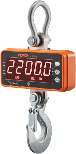 VEVOR Digital Crane Scale Industrial Hanging Scale 2200 lbs/1000 kg Heavy Duty