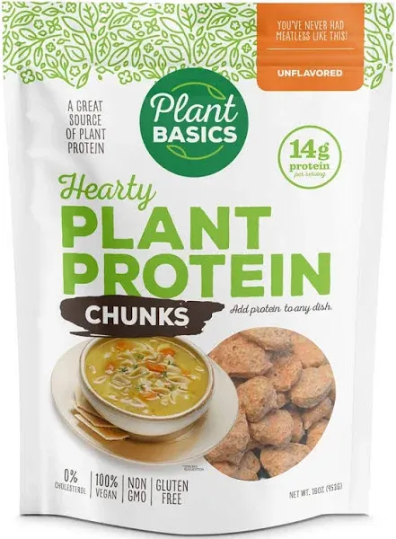 Plant Basics - Hearty Plant Protein - Unflavored Ground, 1 lb, Non-GMO, Gluten Free, Low Fat, Low Sodium, Vegan, Meat Substitute