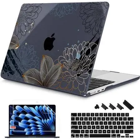 Mektron Designed for 2024/2023 MacBook Air 15 INCH M3 A3114 /M2 A2941 Case, Printed Plastic Hard Shell Cover with 15.3" Liquid Retina Display Touch ID, Abstract Art