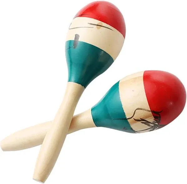 Maracas Large Colorful Wood Rumba Shakers Rattle Hand Percussion of Sand of the Hammer Great Musical Instrument with Salsa Rhythm For Party,Games. (Colorful)