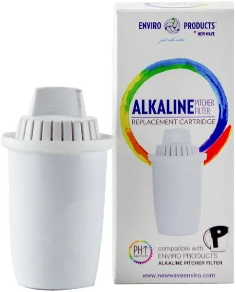 New Wave Enviro Products Alkaline Pitcher Filter Replacement Cartridge, Single Replacement, 64 Gallon Filter Life, White