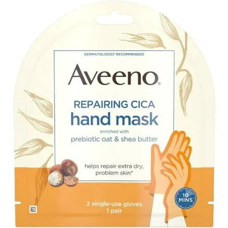 Aveeno Repairing CICA Hand Mask with Prebiotic Oat and Shea Butter ~ Set of 2