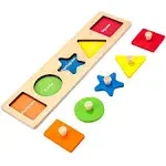 First Jumbo Knob Wooden Shape Puzzles for Toddlers 1-3, Montessori Toys for 1...