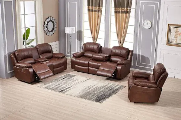 Betsy Furniture Power Reclining Bonded Leather Living Room Set