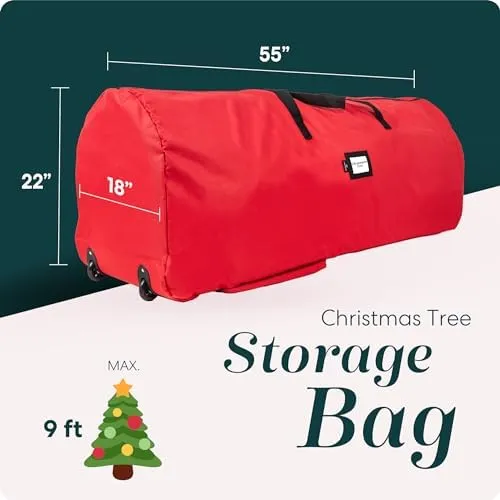 Rolling Tree Storage Bag - Storage for 9-Foot Artificial Christmas Holiday Tree.