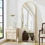 ZMYCZ Arched Floor Mirror 65"x22" Full Length Mirror Standing Mirror Hanging or Leaning Body Mirror with Stand Wall Mounted Mirror Arched-Top