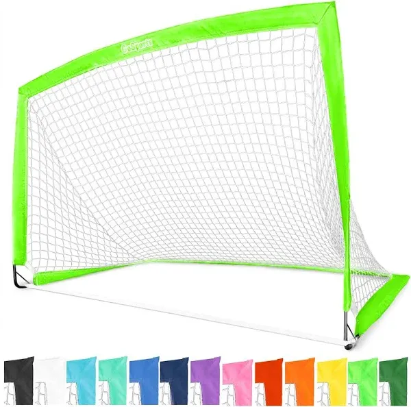 GoSports Portable Soccer Goals for Kids - 13 Color Options - Choose 4 x 3 ft or 6 x 4 ft - Team Tone Pop Up Nets for Backyard