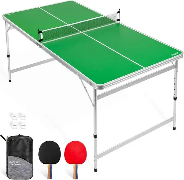 GoSports Mid Size 6 ft. x 3 ft. Indoor Outdoor Table Tennis Ping Pong Game Set