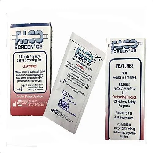 AlcoScreen02 Dot Approved Alcohol Test (Pack of 10 Tests)