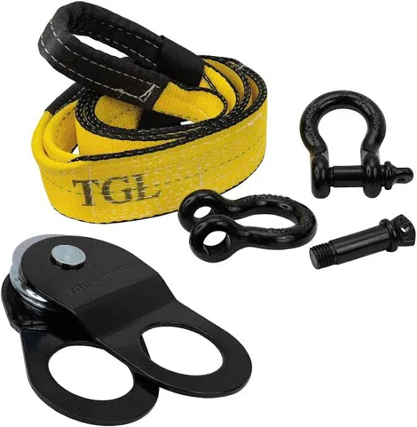 TGL 3 inch 8 Foot Tree Saver Tow Strap with 2-Pack D Ring Shackles and 10 Ton ...