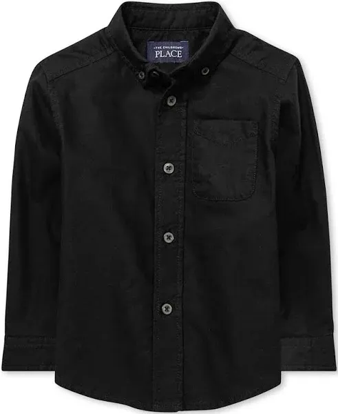 Baby Boys 6-9M Black Long Sleeve Oxford Button Down Shirt