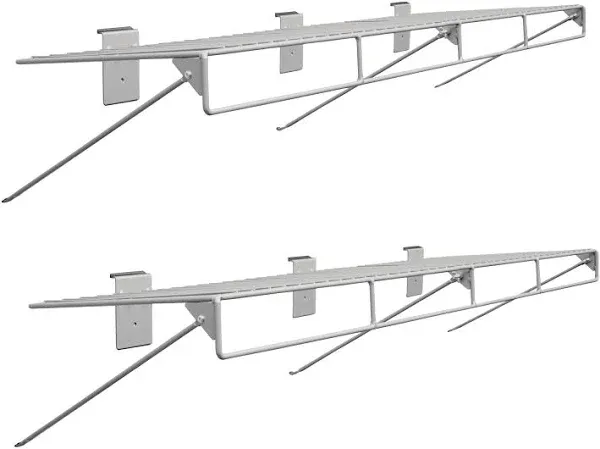 Crownwall Universal Slatwall Steel Wire Shelf with Rail, 2-Pack (48-in x 12-in)