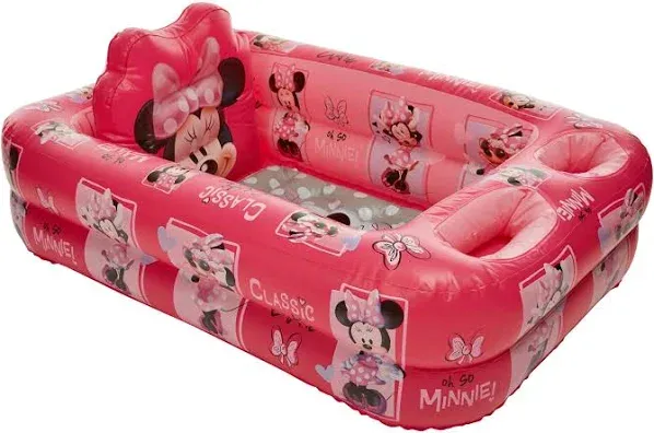 Disney Minnie Mouse Air-Filled Cushion Bath Tub - Free-Standing, Blow up, Portable, Inflatable, Baby Bathtub, Toddler Bathtub