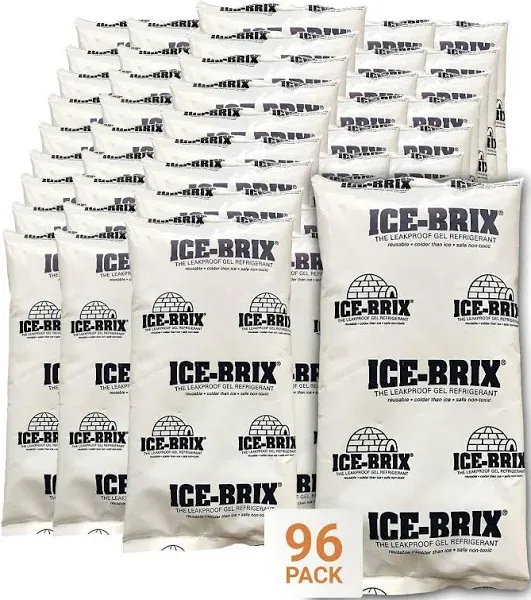 Ice-Brix Leakproof Cold Packs, 5-1/2" x 4" x 3/4", Reusable and Food Safe (Case of 48)