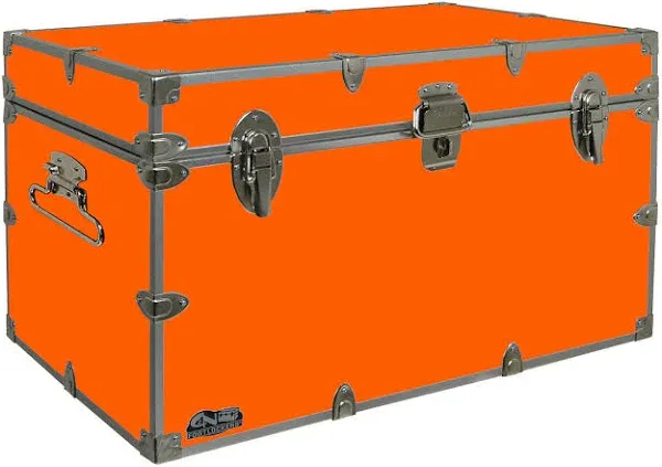 C&N Footlockers - XL Graduate Storage Trunk - Made in the USA - STEEL Footlocker for College Dorm Room & Summer Camp - 32 x 18 x 18.5 Inches (Orange)