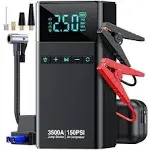 Czkbg Portable Car Jump Starter with Air Compressor, 3500A 150PSI Car Battery Jump Starter Battery Pack (All Gas/10L Diesel)