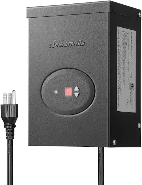 DEWENWILS Low Voltage 300-Watt Metal Landscape Lighting Outdoor Transformer with Photocell Sensor and Timer