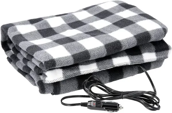 Heated Blanket - 12-Volt Electric for One Size, Green/Black Plaid 