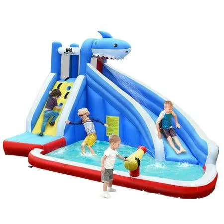 Inflatable Water Slide Shark Bounce House Castle Without Blower