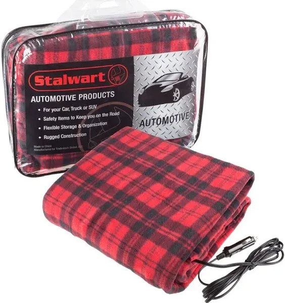 Heated Blanket - 12-Volt Electric for One Size, Green/Black Plaid 