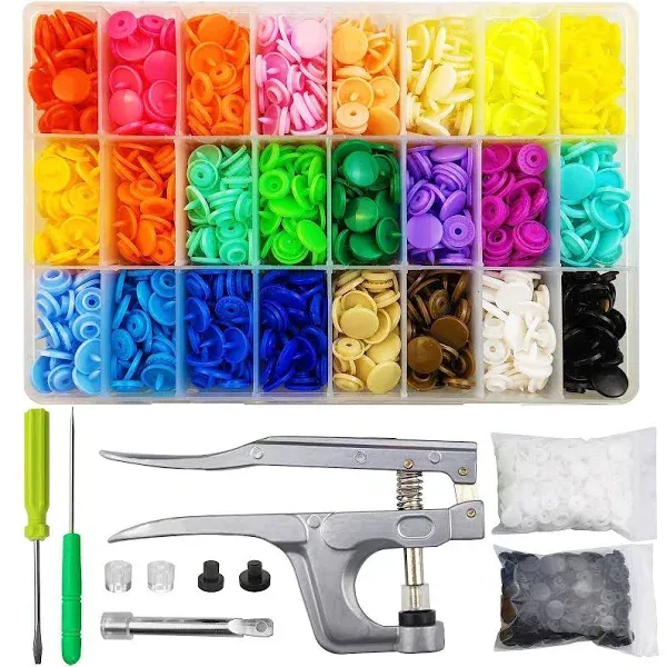 460 Sets 24Color Cenoz Snap Plastic Fasteners Button with Pliers Tool