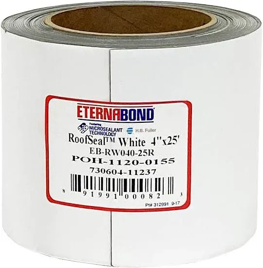 EternaBond RoofSeal White 4" x25' MicroSealant UV Stable RV Roof Seal Repair Tape | 35 mil Total Thickness - EB-RW040-25R - One-Step Durable, Waterproof and Airtight Sealant