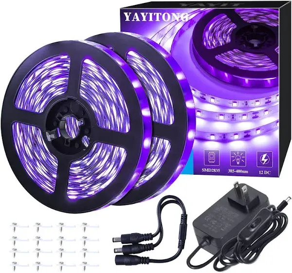 YAYIT 40 Foot LED Black Light Strip Kit, 720 Units LED, 12V Flexible Blacklight